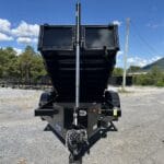 Telescopic dump trailer, side view with bed raised